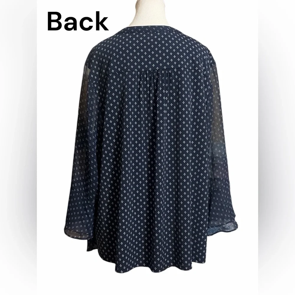 Charter Club Navy Printed Chiffon Tunic - Picture 6 of 8